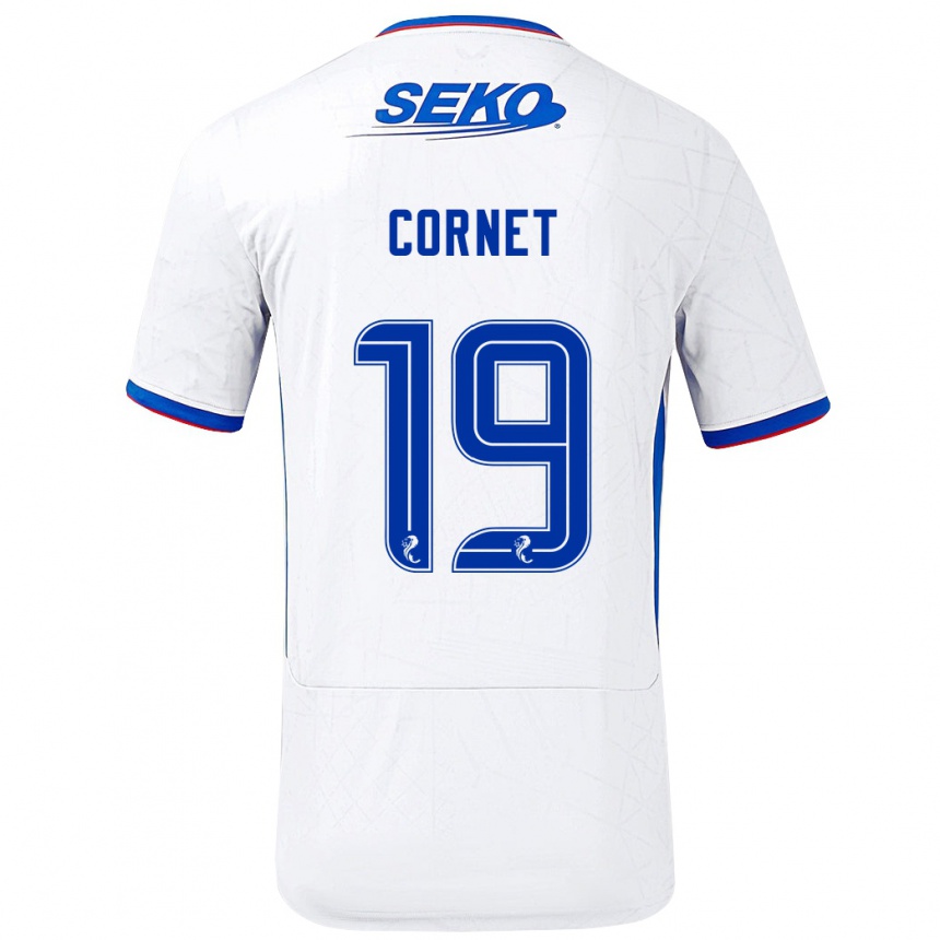 Kids Football Chelsea Cornet #19 White Blue Away Jersey 2024/25 T-Shirt Canada