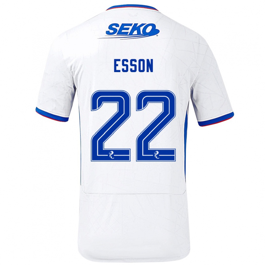 Enfant Football Maillot Victoria Esson #22 Blanc Bleu Tenues Extérieur 2024/25 Canada