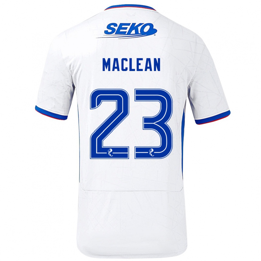 Kids Football Kirsty Maclean #23 White Blue Away Jersey 2024/25 T-Shirt Canada