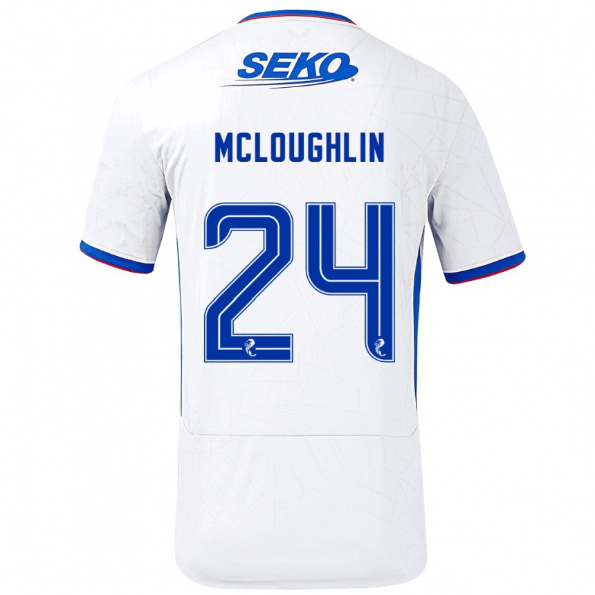 Kids Football Olivia Mcloughlin #24 White Blue Away Jersey 2024/25 T-Shirt Canada