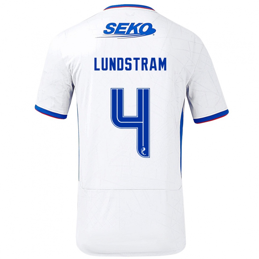 Kids Football John Lundstram #4 White Blue Away Jersey 2024/25 T-Shirt Canada