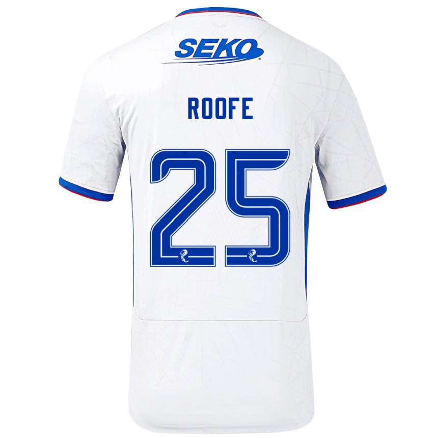 Kids Football Kemar Roofe #25 White Blue Away Jersey 2024/25 T-Shirt Canada