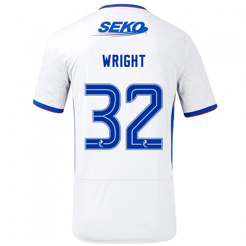 Kids Football Kieran Wright #32 White Blue Away Jersey 2024/25 T-Shirt Canada