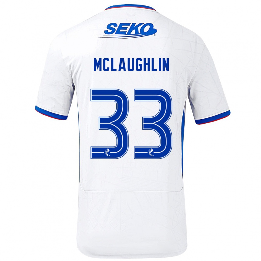 Enfant Football Maillot Jon Mclaughlin #33 Blanc Bleu Tenues Extérieur 2024/25 Canada