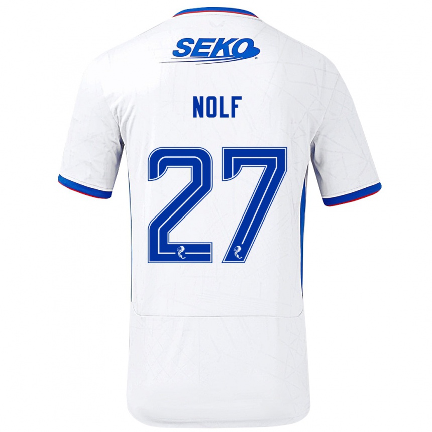 Kids Football Madeline Nolf #27 White Blue Away Jersey 2024/25 T-Shirt Canada