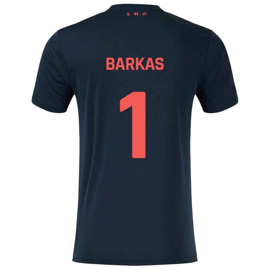 Kids Football Vasilios Barkas #1 Black Red Away Jersey 2024/25 T-Shirt Canada