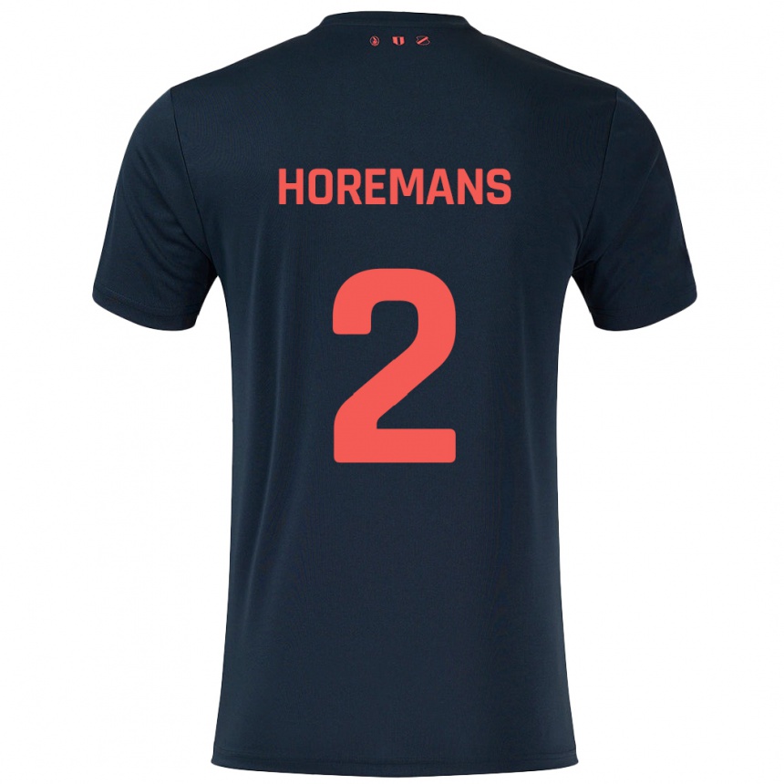 Kids Football Siebe Horemans #2 Black Red Away Jersey 2024/25 T-Shirt Canada