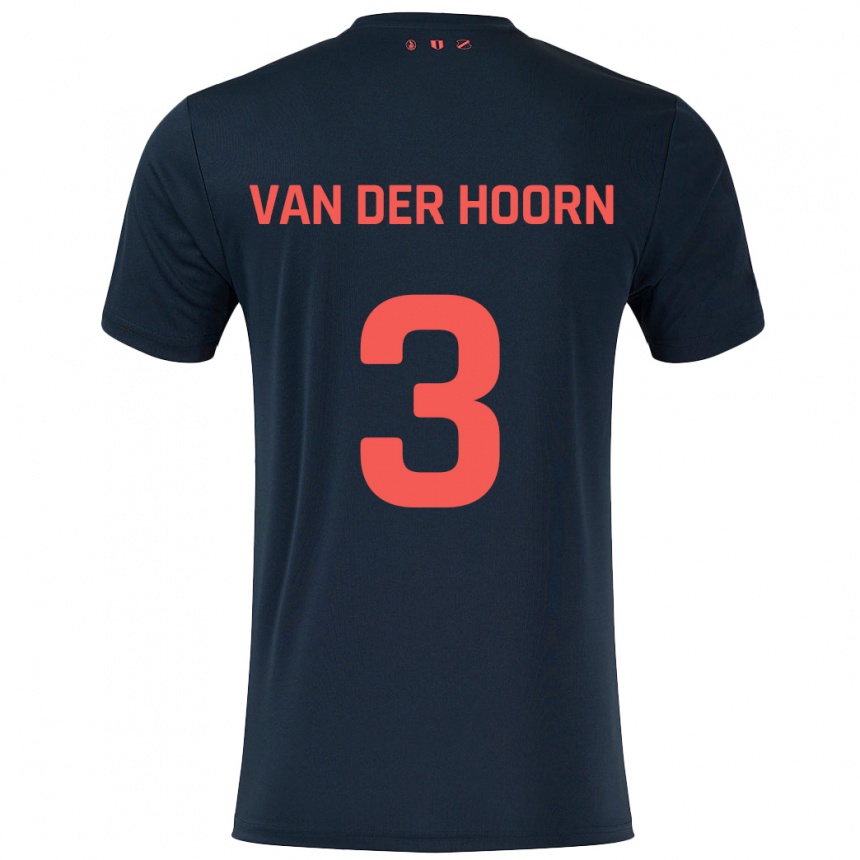 Kids Football Mike Van Der Hoorn #3 Black Red Away Jersey 2024/25 T-Shirt Canada