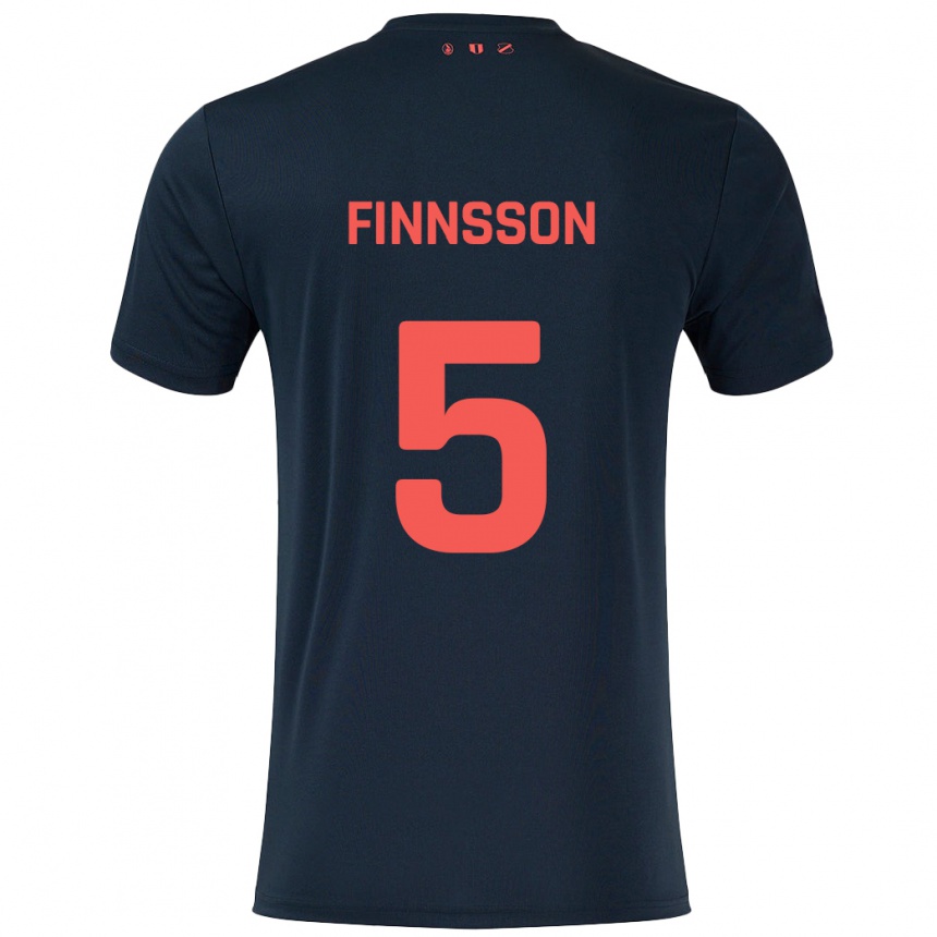 Kids Football Kolbeinn Finnsson #5 Black Red Away Jersey 2024/25 T-Shirt Canada