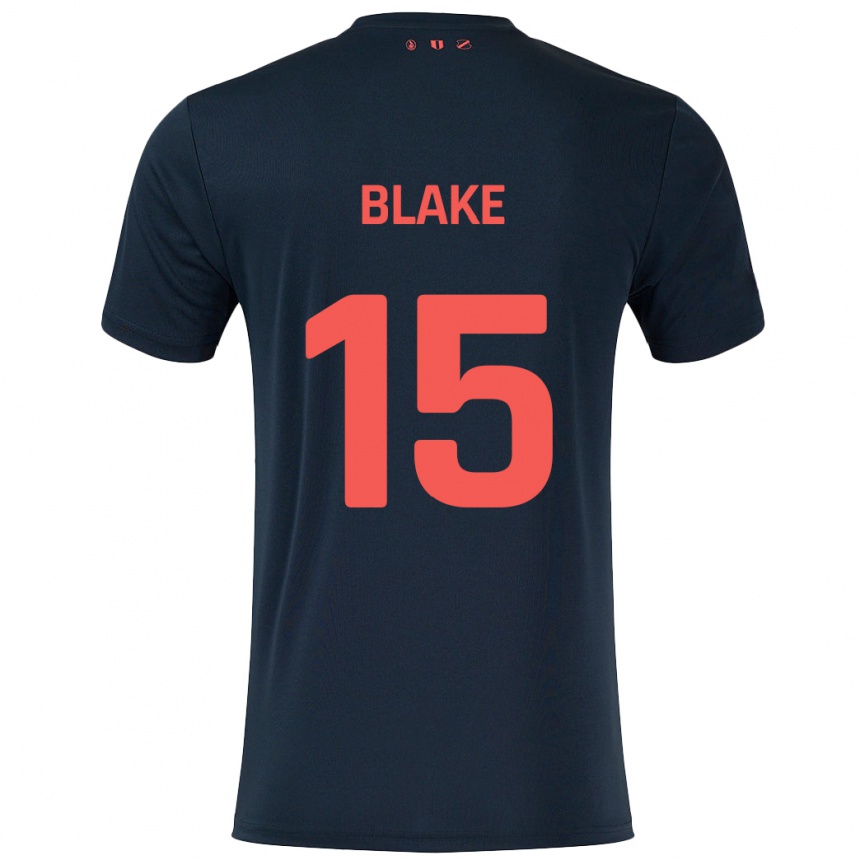 Kids Football Adrian Blake #15 Black Red Away Jersey 2024/25 T-Shirt Canada