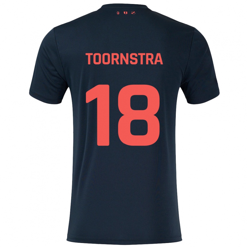 Kids Football Jens Toornstra #18 Black Red Away Jersey 2024/25 T-Shirt Canada