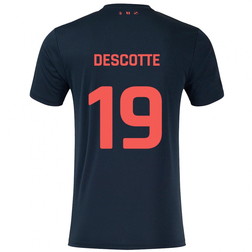 Kids Football Anthony Descotte #19 Black Red Away Jersey 2024/25 T-Shirt Canada