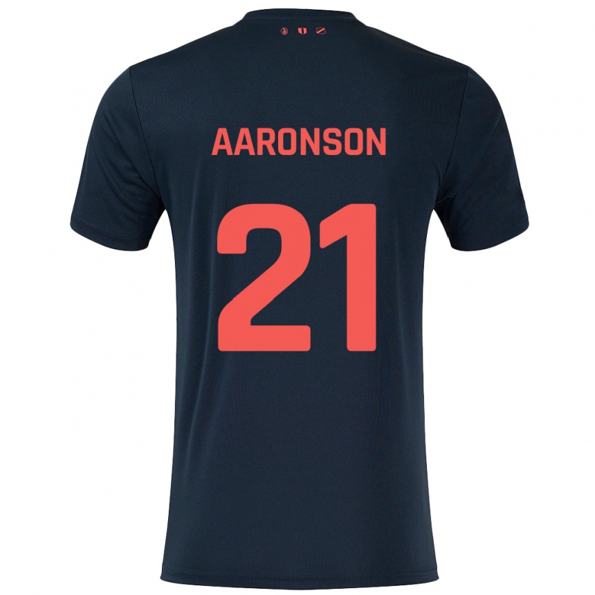 Kids Football Paxten Aaronson #21 Black Red Away Jersey 2024/25 T-Shirt Canada