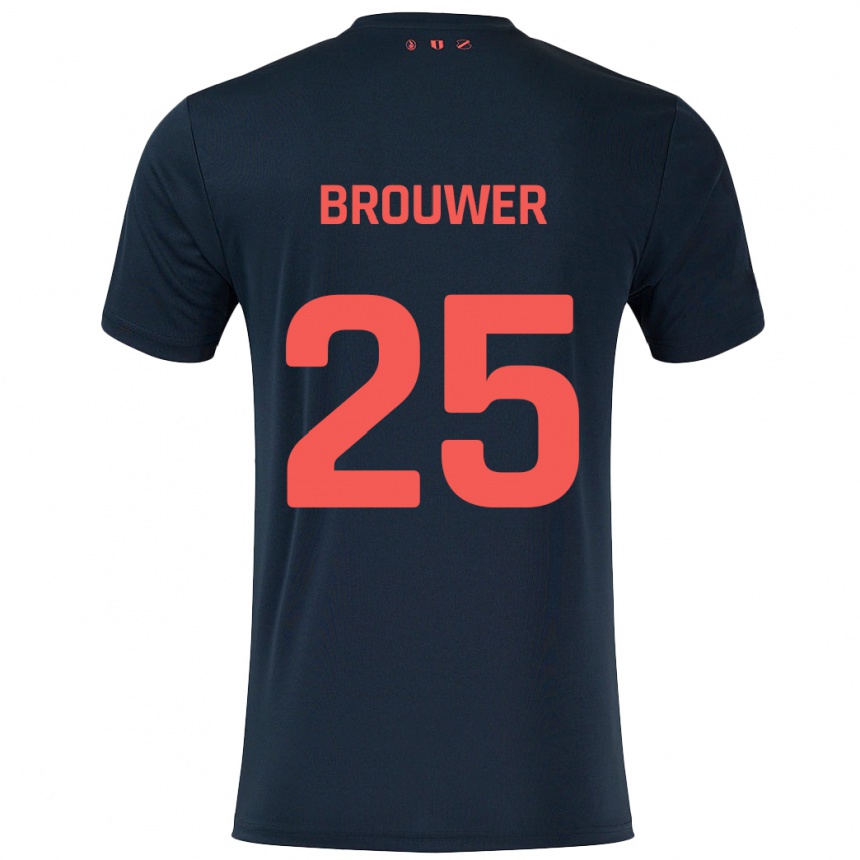 Kids Football Michael Brouwer #25 Black Red Away Jersey 2024/25 T-Shirt Canada