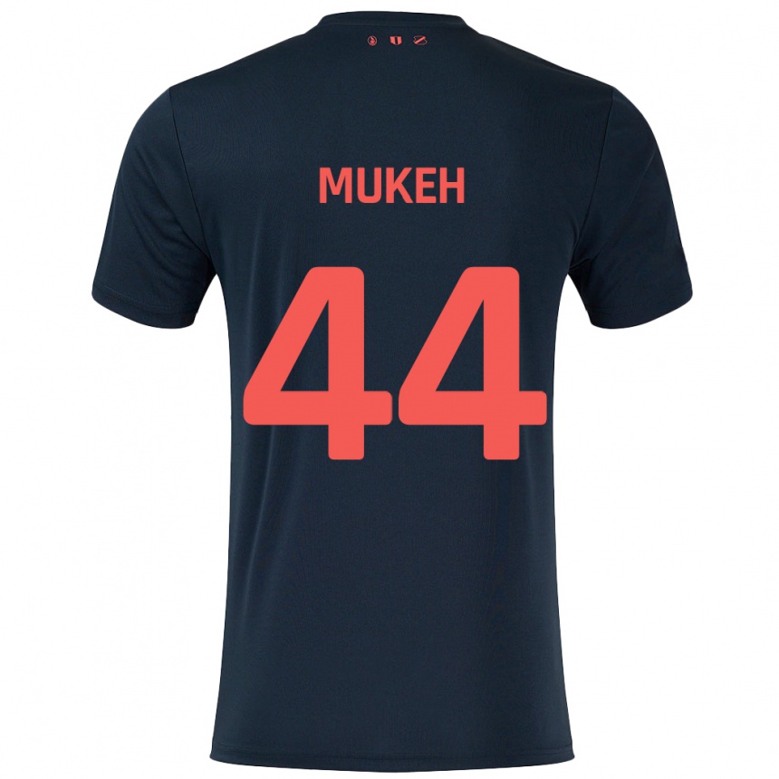 Kids Football Joshua Mukeh #44 Black Red Away Jersey 2024/25 T-Shirt Canada