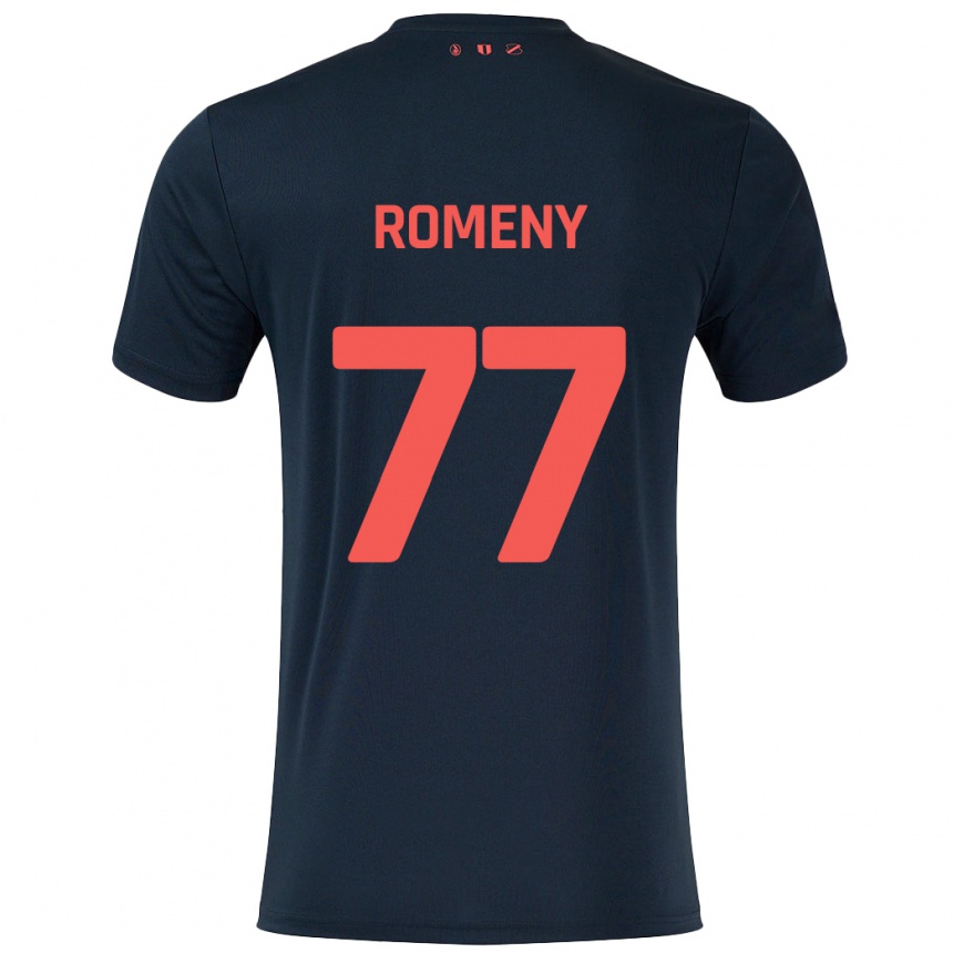 Kids Football Ole Romeny #77 Black Red Away Jersey 2024/25 T-Shirt Canada