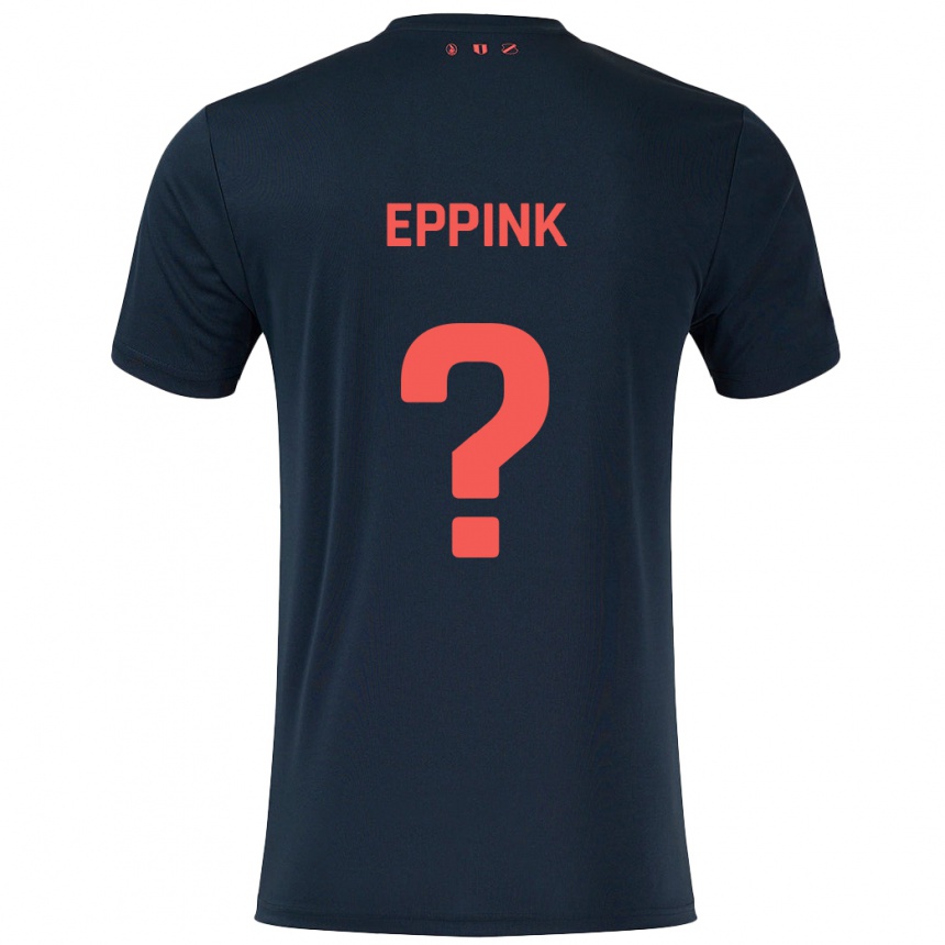 Kids Football Mees Eppink #0 Black Red Away Jersey 2024/25 T-Shirt Canada