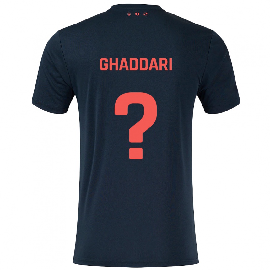 Kids Football Massien Ghaddari #0 Black Red Away Jersey 2024/25 T-Shirt Canada