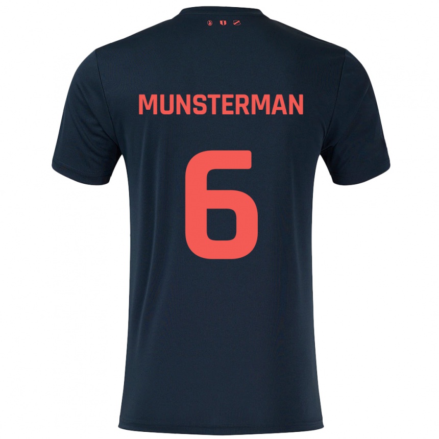 Kids Football Marthe Munsterman #6 Black Red Away Jersey 2024/25 T-Shirt Canada