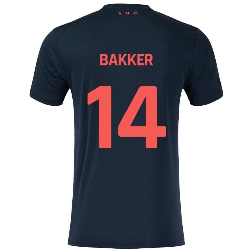 Kids Football Eshly Bakker #14 Black Red Away Jersey 2024/25 T-Shirt Canada