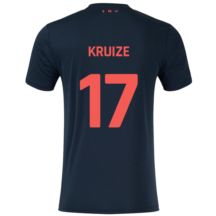 Kids Football Elisha Kruize #17 Black Red Away Jersey 2024/25 T-Shirt Canada