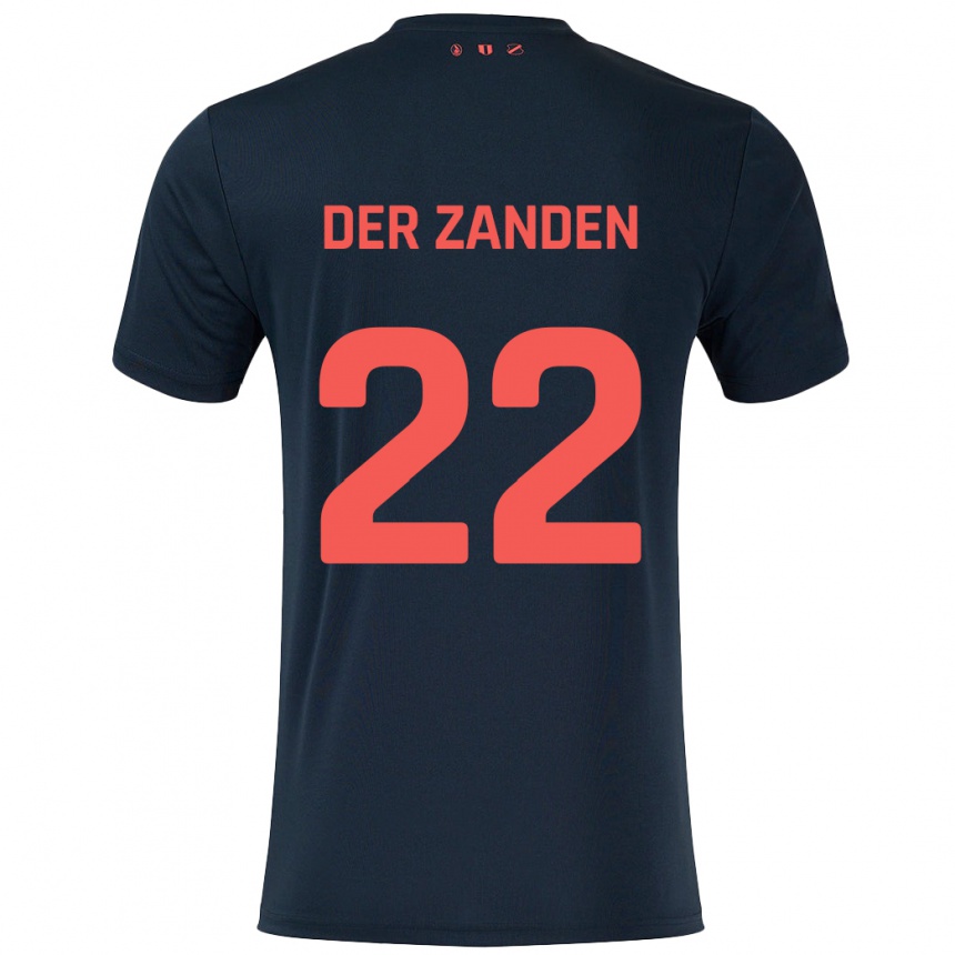 Kids Football Iise Van Der Zanden #22 Black Red Away Jersey 2024/25 T-Shirt Canada