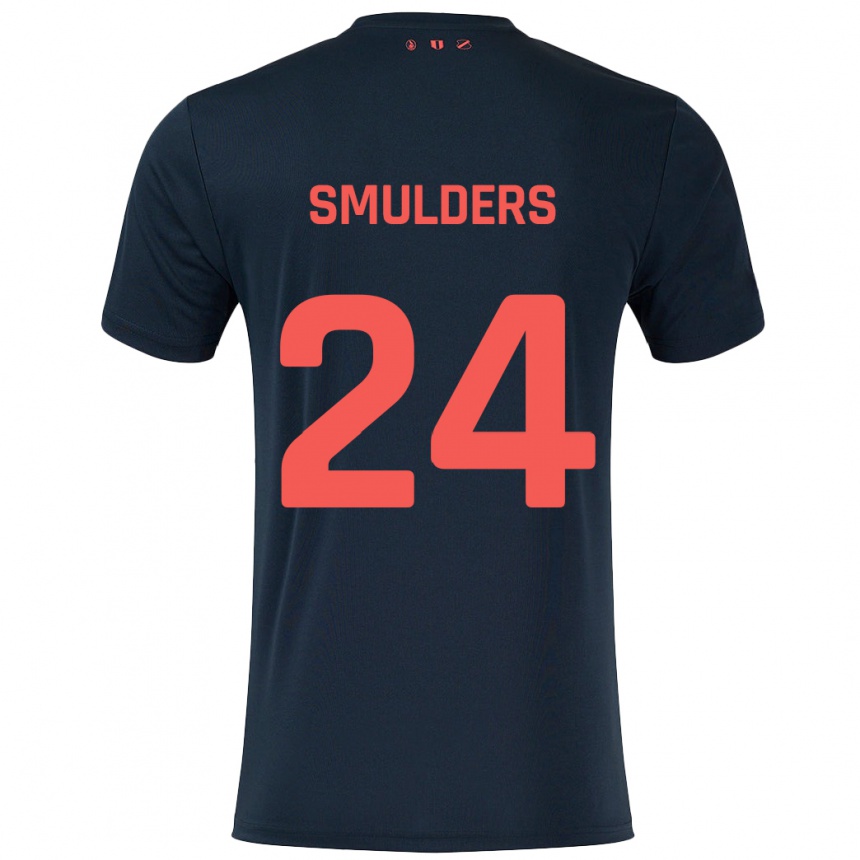 Kids Football Anniek Smulders #24 Black Red Away Jersey 2024/25 T-Shirt Canada