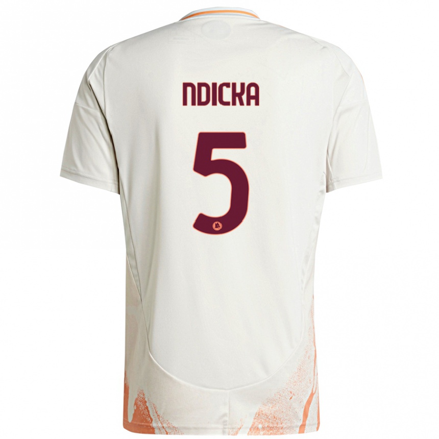 Kids Football Evan Ndicka #5 Cream White Orange Away Jersey 2024/25 T-Shirt Canada