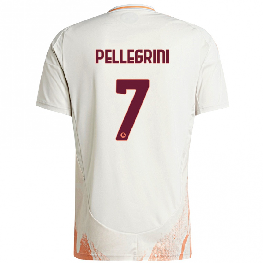 Kids Football Lorenzo Pellegrini #7 Cream White Orange Away Jersey 2024/25 T-Shirt Canada