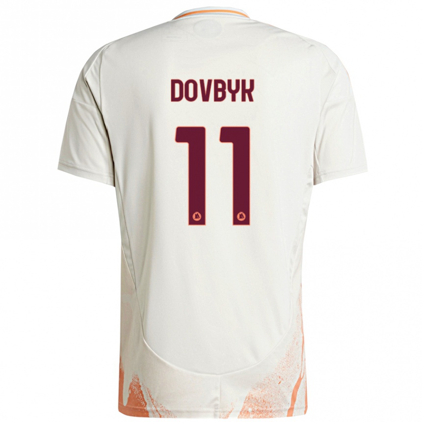 Kids Football Artem Dovbyk #11 Cream White Orange Away Jersey 2024/25 T-Shirt Canada