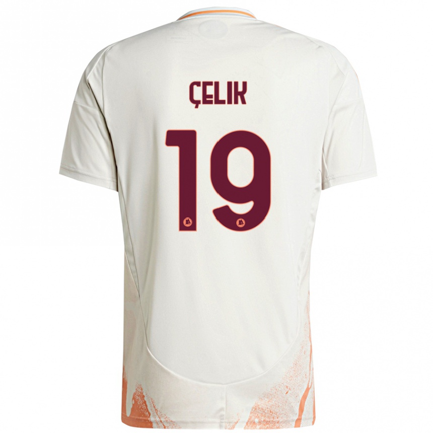 Kids Football Zeki Celik #19 Cream White Orange Away Jersey 2024/25 T-Shirt Canada