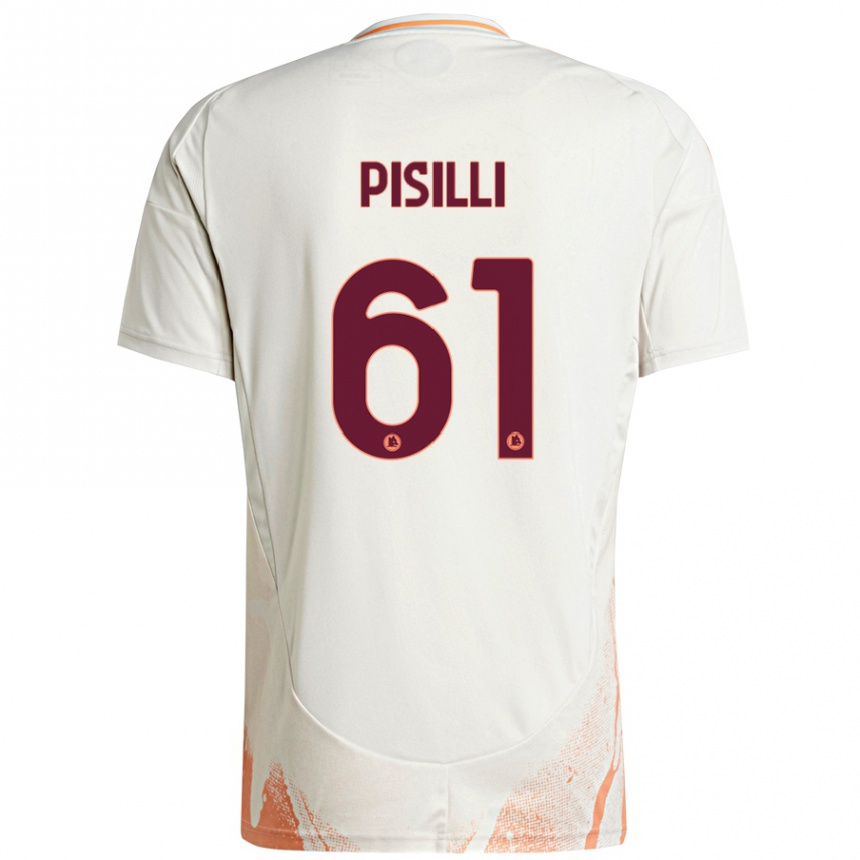 Kids Football Niccolò Pisilli #61 Cream White Orange Away Jersey 2024/25 T-Shirt Canada