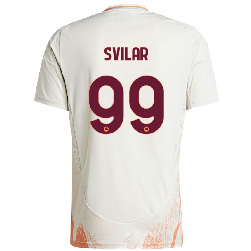 Kids Football Mile Svilar #99 Cream White Orange Away Jersey 2024/25 T-Shirt Canada