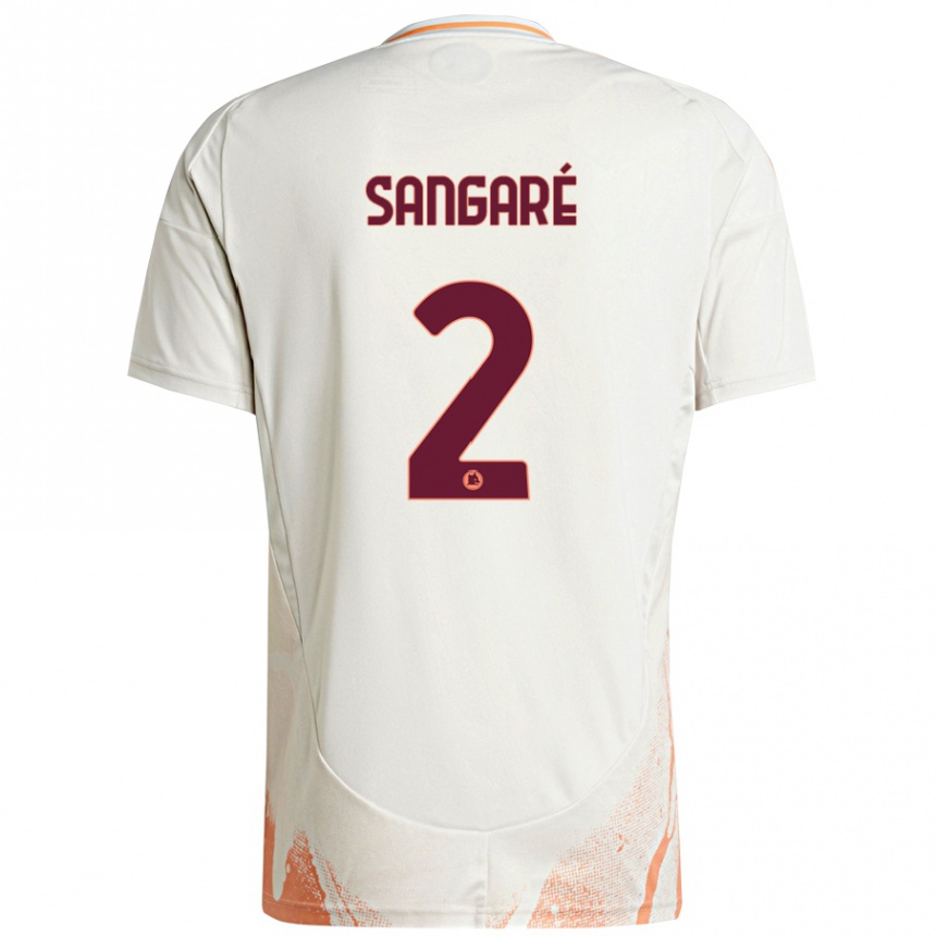 Kids Football Buba Sangaré #2 Cream White Orange Away Jersey 2024/25 T-Shirt Canada