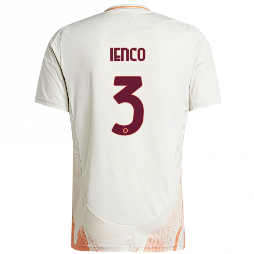 Kids Football Simone Ienco #3 Cream White Orange Away Jersey 2024/25 T-Shirt Canada