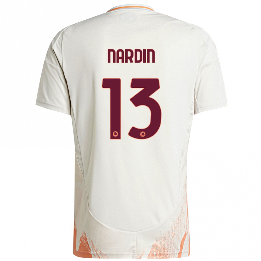 Kids Football Federico Nardin #13 Cream White Orange Away Jersey 2024/25 T-Shirt Canada