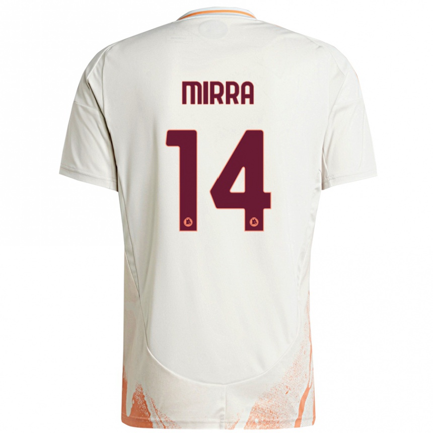 Kids Football Jacopo Mirra #14 Cream White Orange Away Jersey 2024/25 T-Shirt Canada