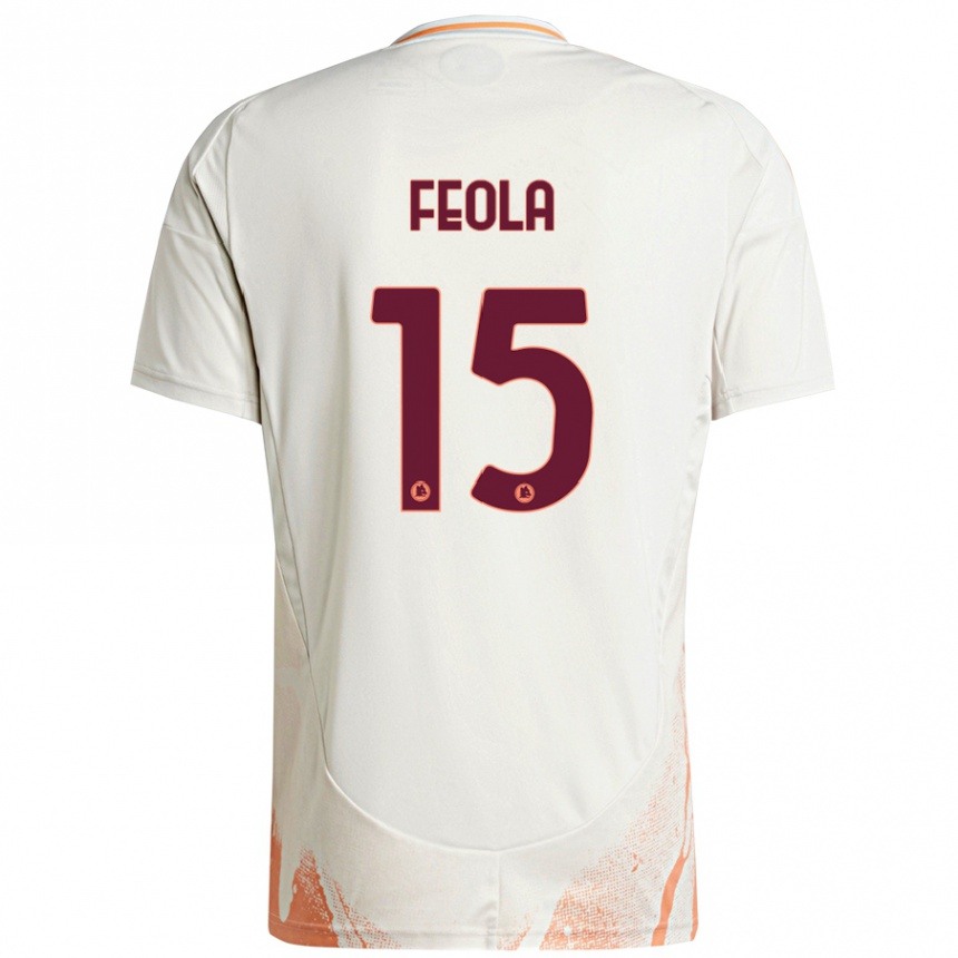 Kids Football William Feola #15 Cream White Orange Away Jersey 2024/25 T-Shirt Canada