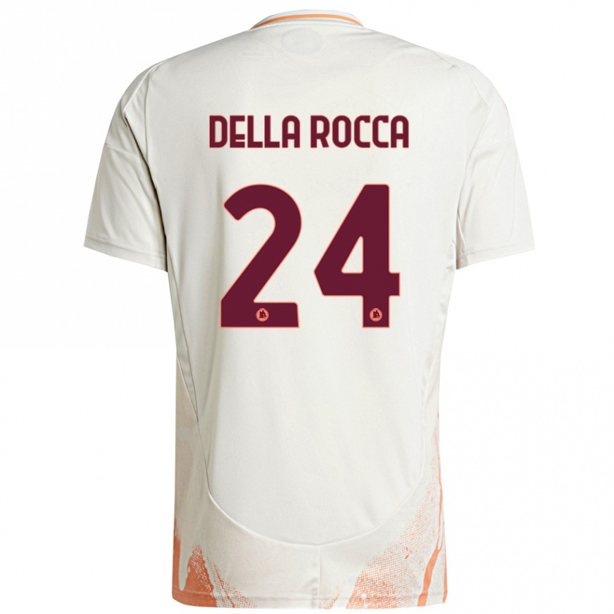 Kids Football Mattia Della Rocca #24 Cream White Orange Away Jersey 2024/25 T-Shirt Canada