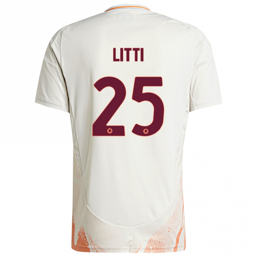 Kids Football Marco Litti #25 Cream White Orange Away Jersey 2024/25 T-Shirt Canada