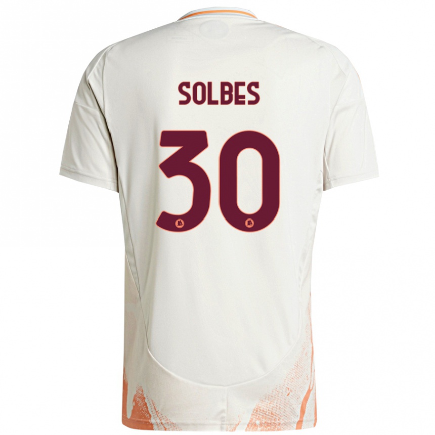 Kids Football Ricardo Solbes #30 Cream White Orange Away Jersey 2024/25 T-Shirt Canada