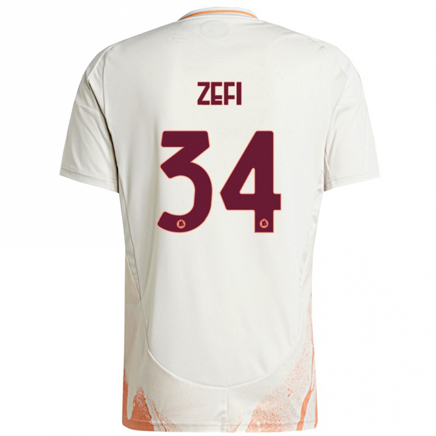 Enfant Football Maillot Kevin Zefi #34 Crème Blanc Orange Tenues Extérieur 2024/25 Canada