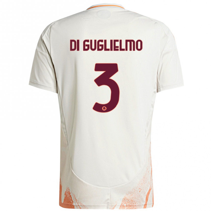 Kids Football Lucia Di Guglielmo #3 Cream White Orange Away Jersey 2024/25 T-Shirt Canada