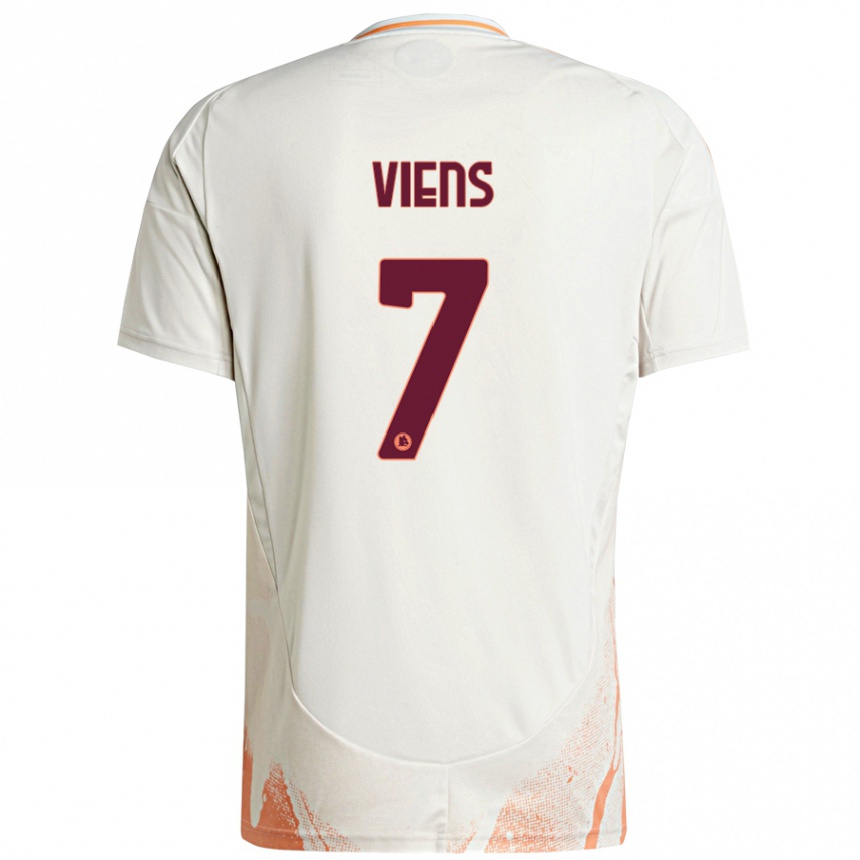 Kids Football Evelyne Viens #7 Cream White Orange Away Jersey 2024/25 T-Shirt Canada