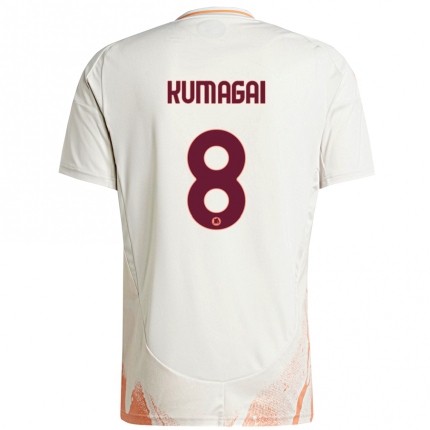 Enfant Football Maillot Saki Kumagai #8 Crème Blanc Orange Tenues Extérieur 2024/25 Canada