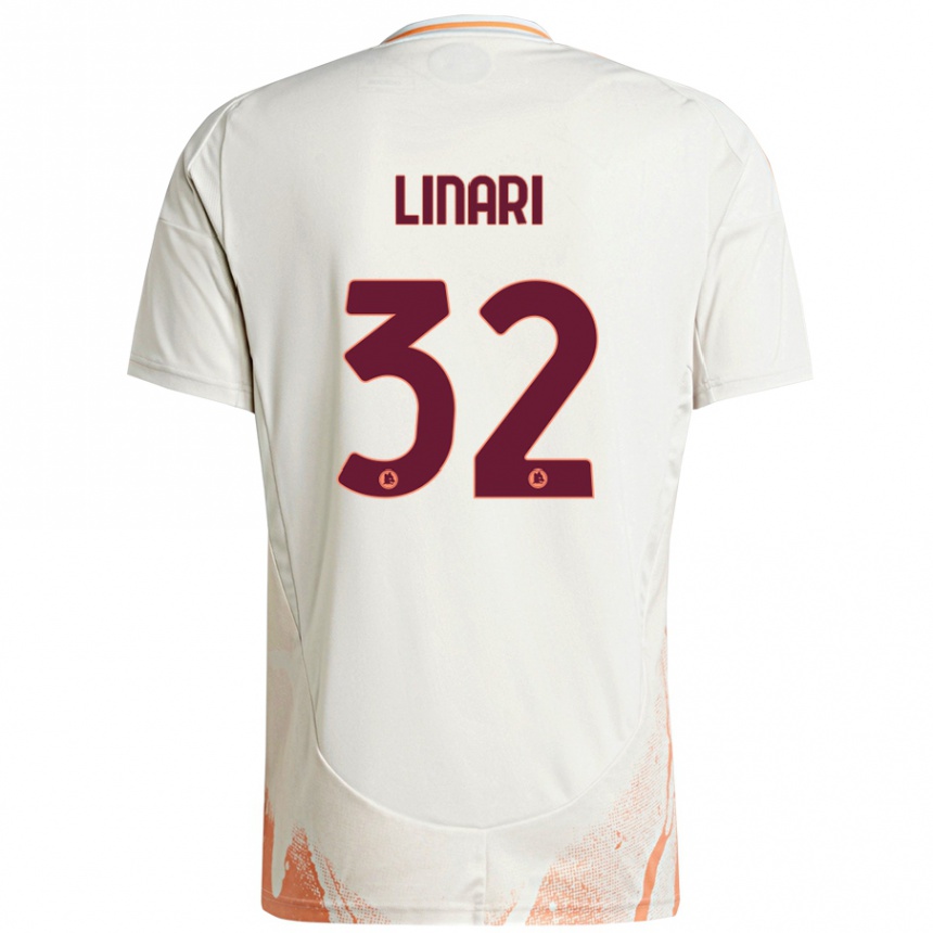 Enfant Football Maillot Elena Linari #32 Crème Blanc Orange Tenues Extérieur 2024/25 Canada