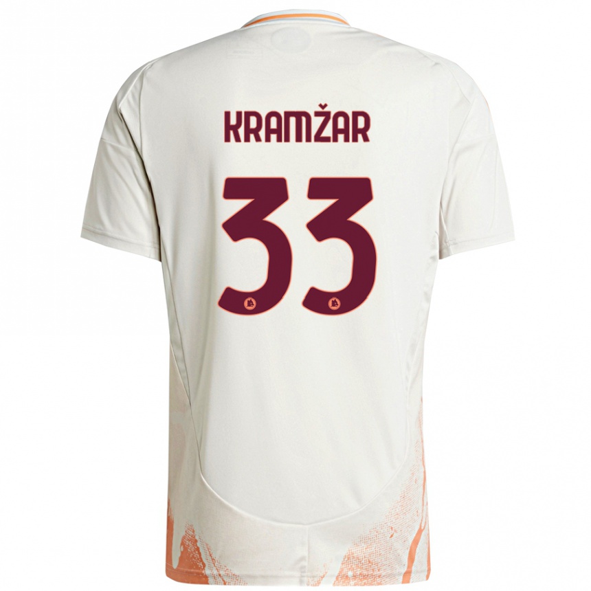 Kids Football Zara Kramžar #33 Cream White Orange Away Jersey 2024/25 T-Shirt Canada