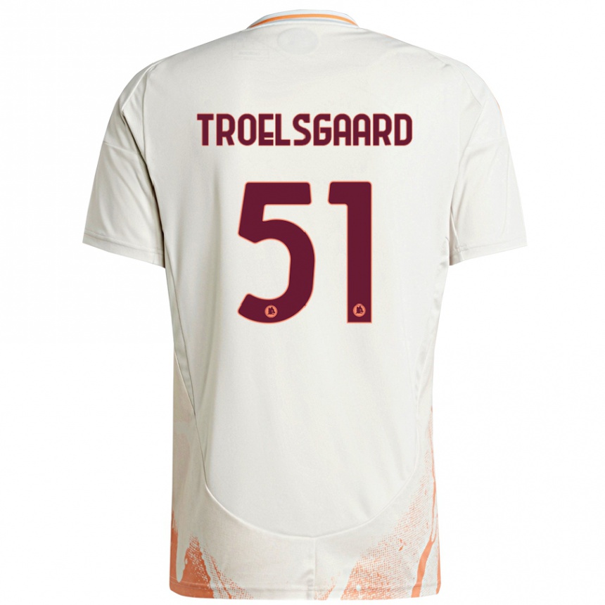 Kids Football Sanne Troelsgaard #51 Cream White Orange Away Jersey 2024/25 T-Shirt Canada