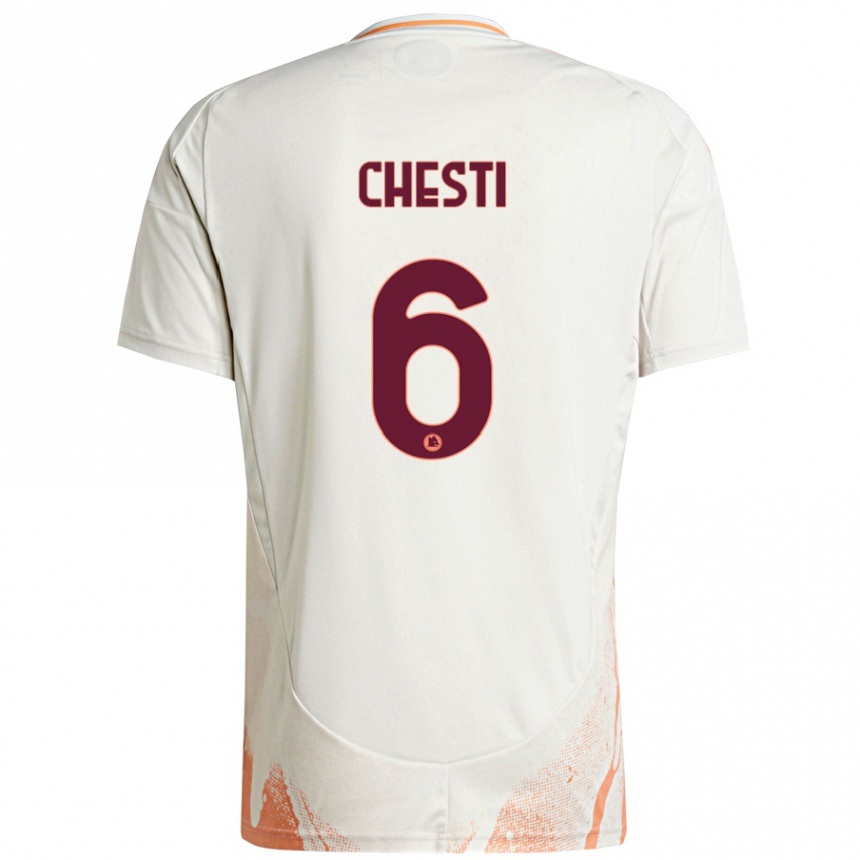 Kids Football Francesco Chesti #6 Cream White Orange Away Jersey 2024/25 T-Shirt Canada