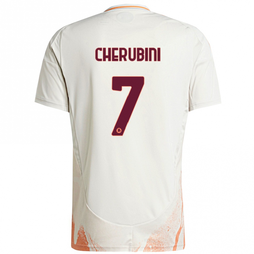 Kids Football Luigi Cherubini #7 Cream White Orange Away Jersey 2024/25 T-Shirt Canada